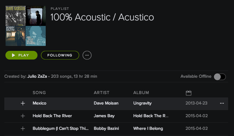 100%acoustic playlist